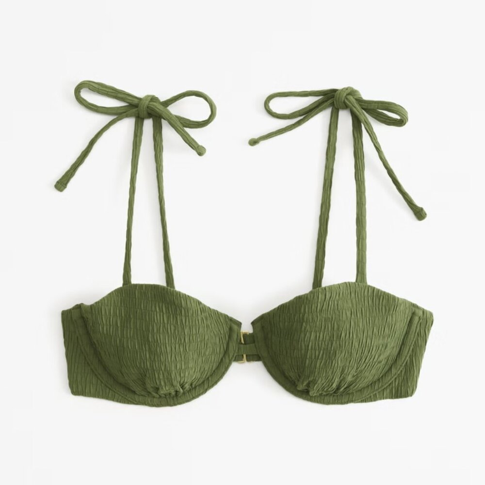 NWT Abercrombie & Fitch Tie-Strap Underwire Bikini Top in Olive Size M